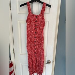 Japna Red Floral Midi Dress